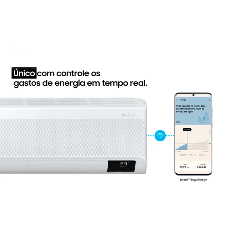 Ar Condicionado Split Hi Wall Inverter Samsung WindFree Connect 12.000 Btus Frio 220V