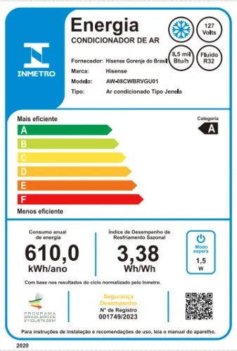 Ar Condicionado De Janela Com Wi-Fi Hisense 8.500 Btus Frio Eletrônico 110v R-32