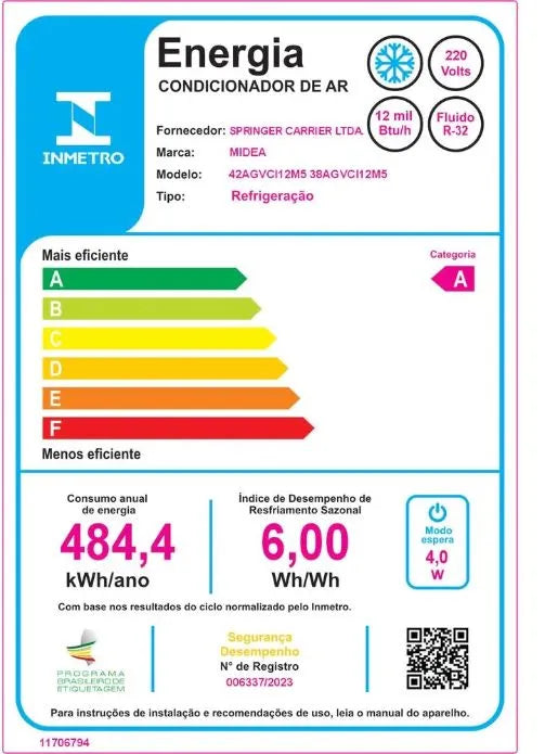 Ar Condicionado Split Hi Wall Inverter Midea Xtreme Save Connect 12.000 Btus Frio 220v R-32