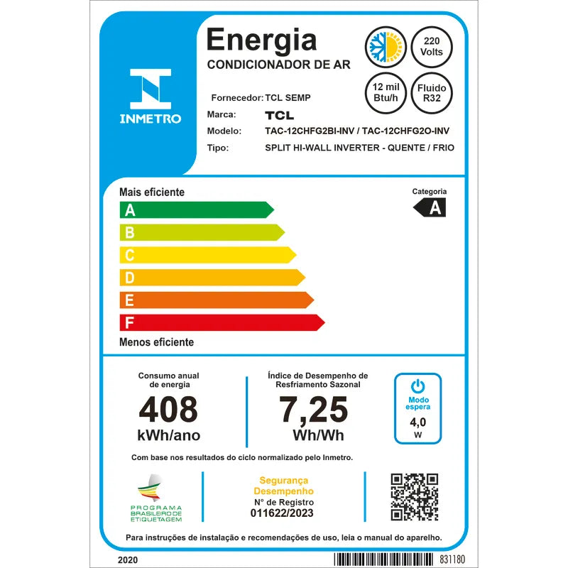 Ar Condicionado Split Hi Wall TCL FreshIN 2.0 Inverter 12.000 Btus Quente e Frio 220v R-32