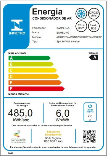 Ar Condicionado Split Hi Wall Samsung PowerVolt AI Inverter 12.000 Btus Frio Bivolt R-32